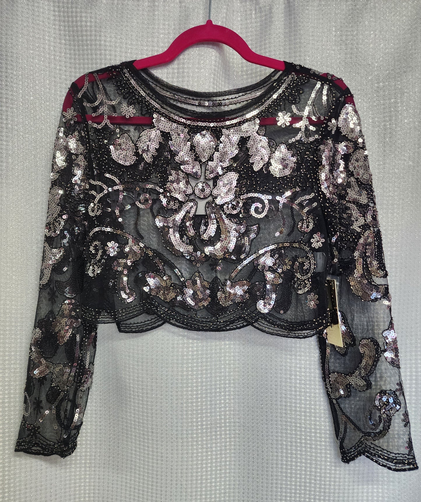 Long Sleeve Black & Lace Crop Top