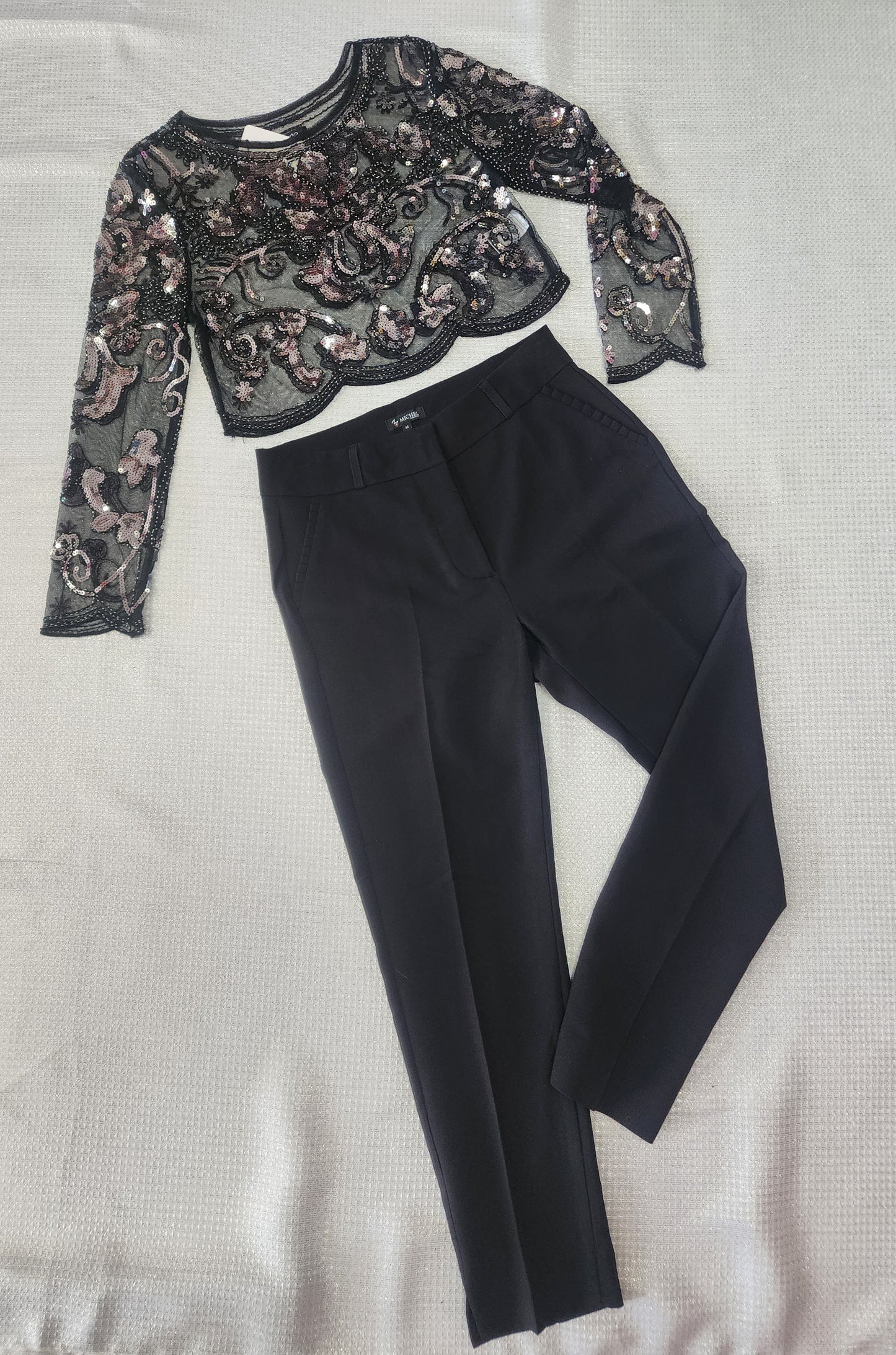 Long Sleeve Black & Lace Crop Top