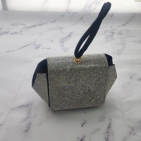 Rhinestone Black Handle Purse