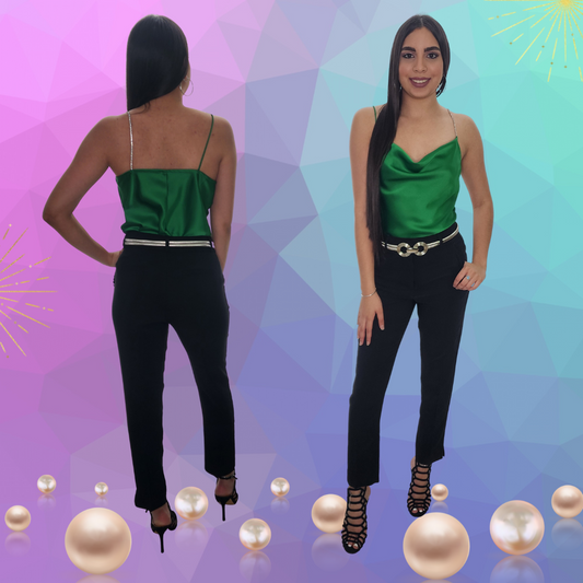 BLACK LONG PANT WITH DETAIL IN POCKET